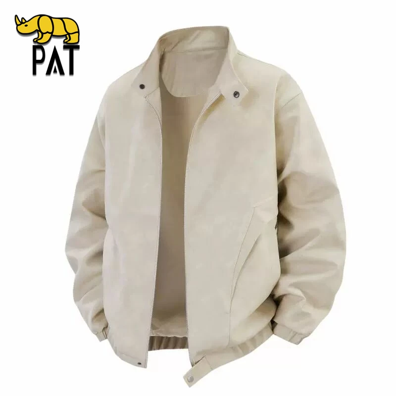 PAT平安犀牛纯色双面穿皮衣复古PU皮外套男秋冬新款宽松痞帅上衣