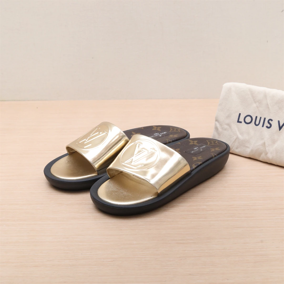 99新 LouisVuitton/路易威登 老花拼接 拖鞋 36码P224935172