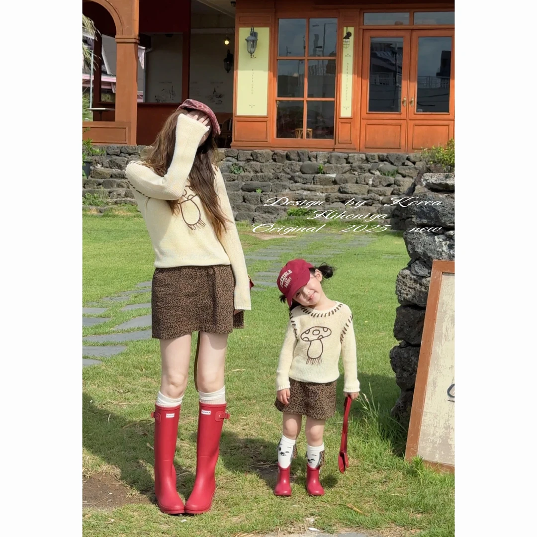 【线条蘑菇】二Hihoniya~2025秋季亲子蘑菇针织罩衫精致透气毛衣