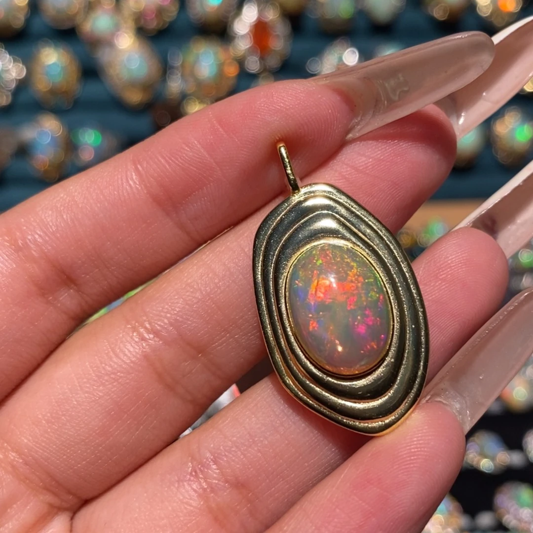 欧泊银S925镶嵌吊坠