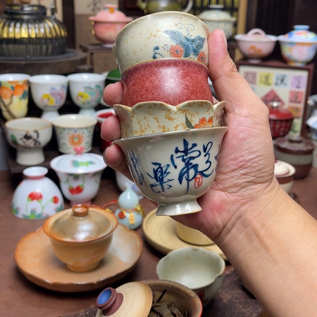 丁***儿素铭品瓷釉下彩茶具