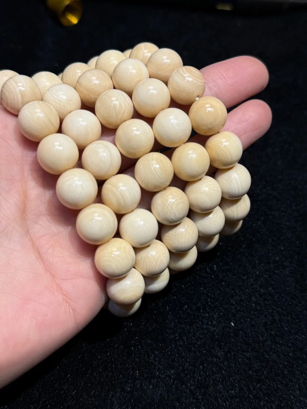 Y3505天然猛犸牙圆珠12mm手串