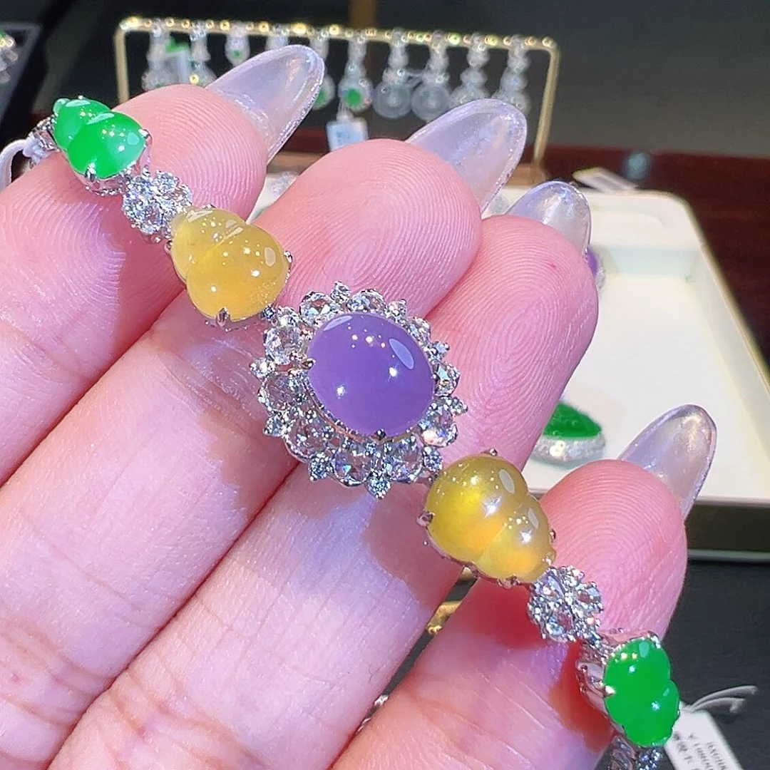 18K金镶嵌手链翡翠翡翠