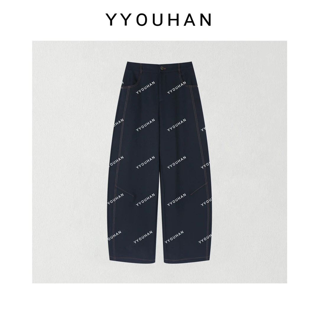 月月 秋冬【川下迟】双走线立体剪裁捏褶显瘦休闲长裤 2510C6554