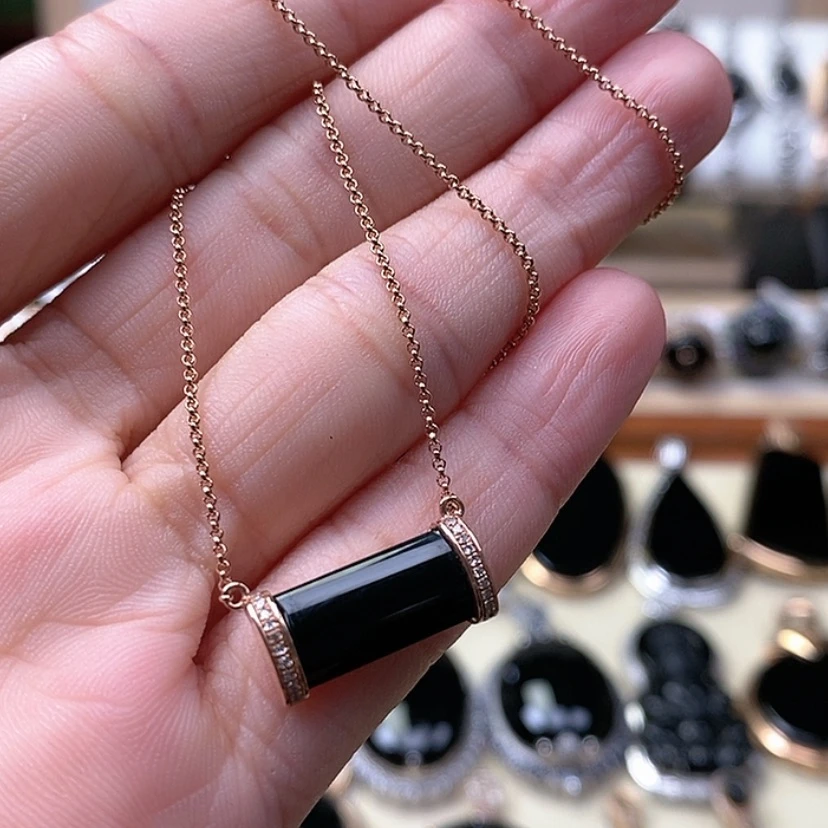 【闪购商品】翡翠套链18K金镶嵌墨翠