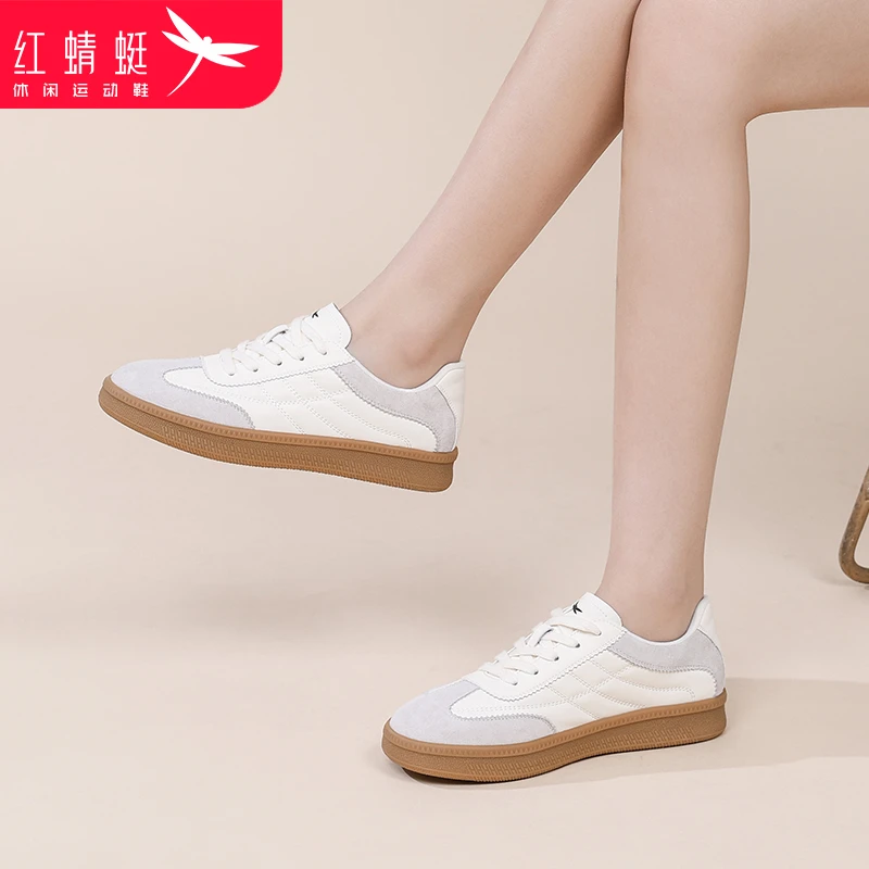红蜻蜓女鞋德训鞋女2025夏季新款真皮中年女士妈妈鞋运动鞋不累脚