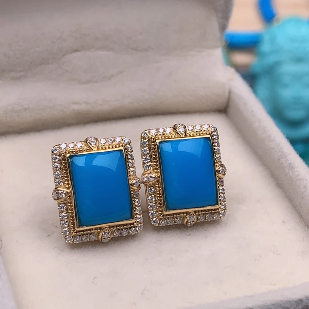 绿松石18K金镶嵌珠宝奇石