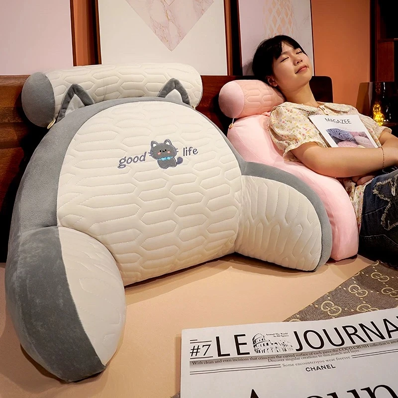 A乳胶床头靠垫软包大靠背床上护腰靠枕四季靠腰(款式颜色随机)