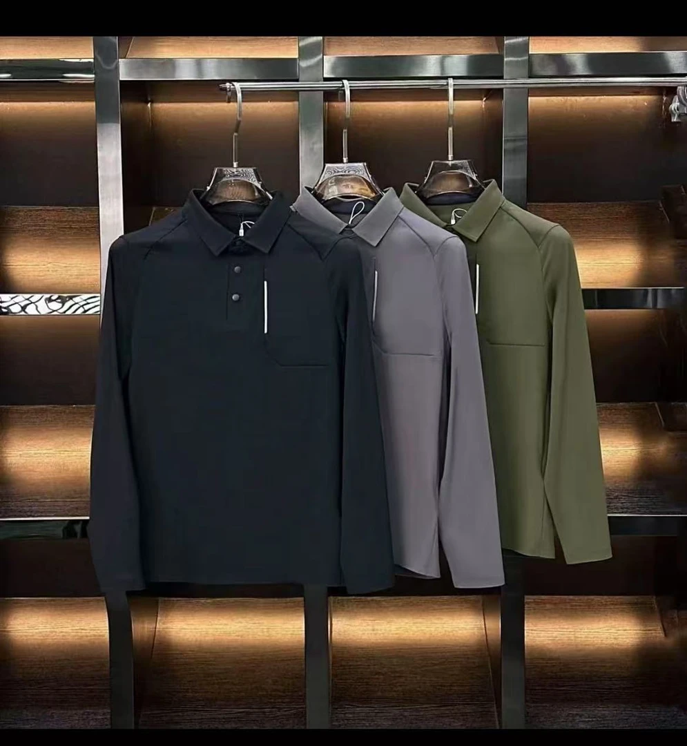春秋休闲翻领打底男士polo长袖运动时尚速干商务春秋翻领男装