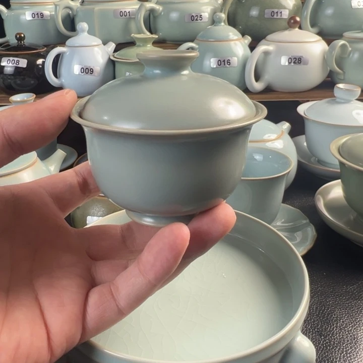 全手工微瑕两才元宝小盖碗……