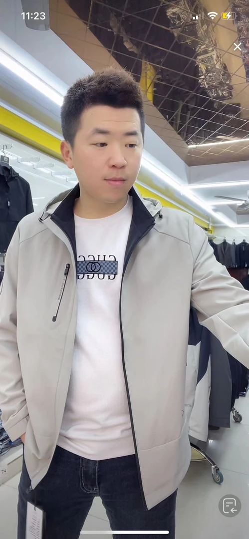 宽松型标准薄款提花立领夹克潮流外套修身百搭