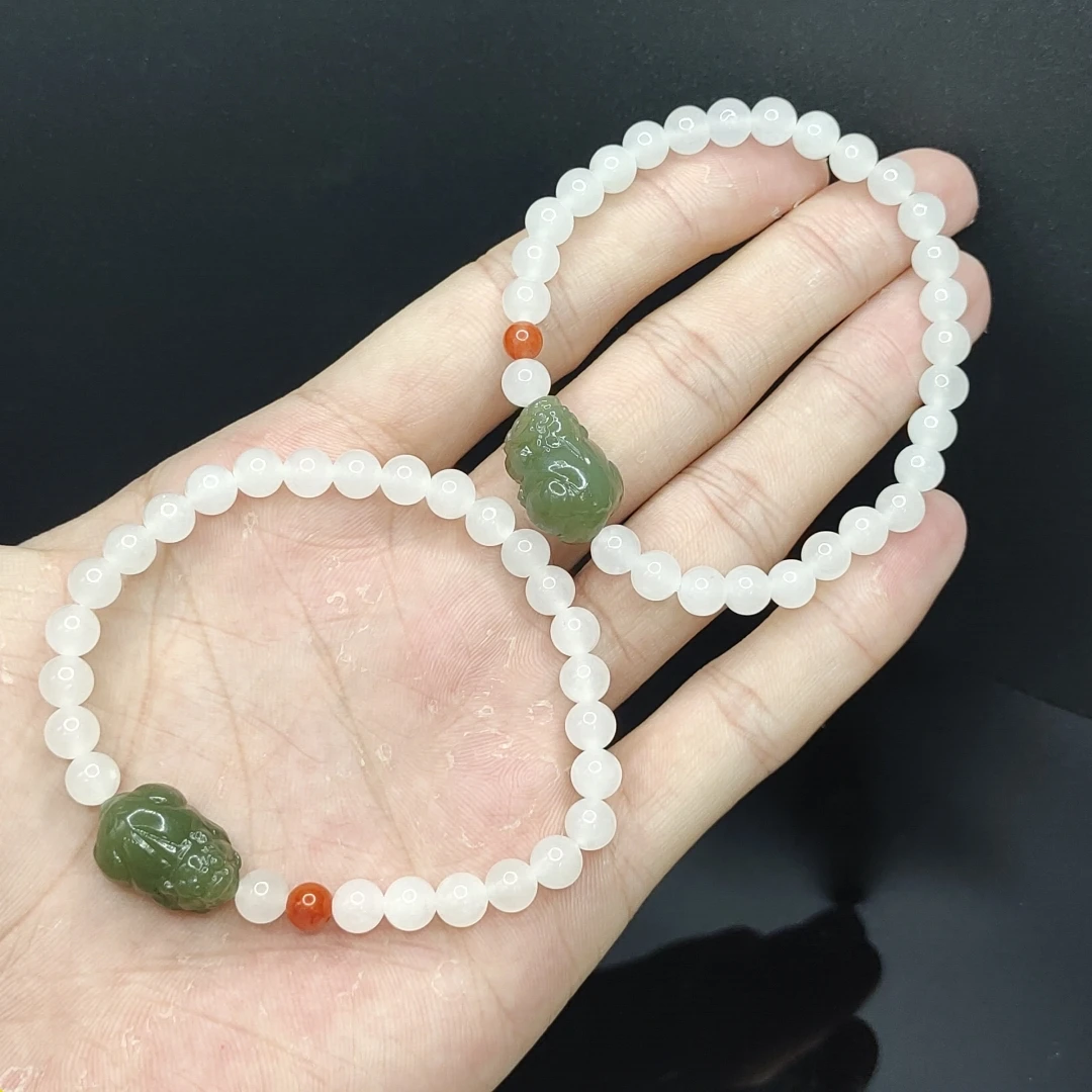 【老三珠宝】和田玉DIY单圈手串C3【多样性发其一】约5mm