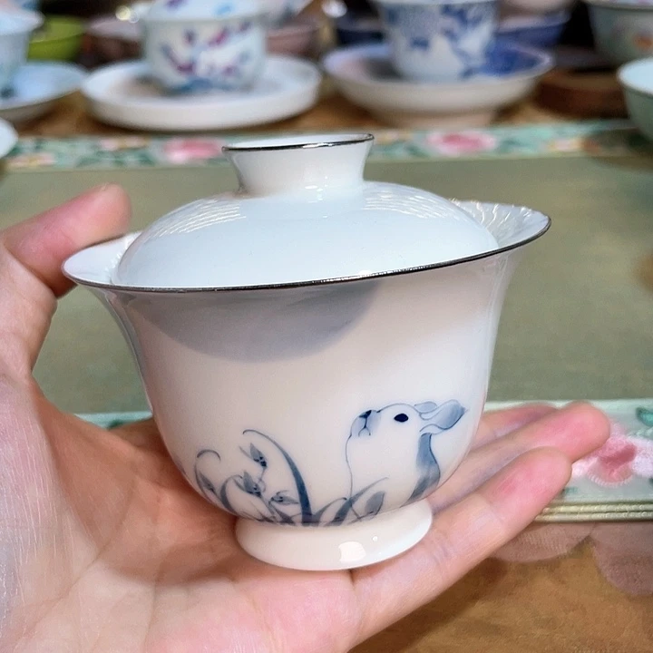 【闪购商品】玉兔望月盖碗哈哈