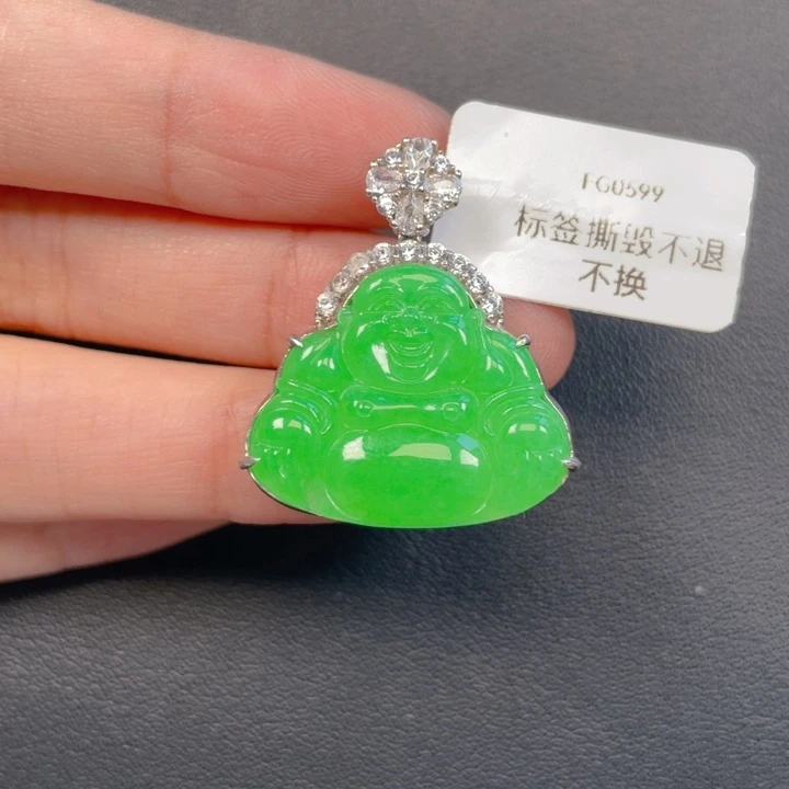 翡翠银S925镶嵌吊坠(不含链)