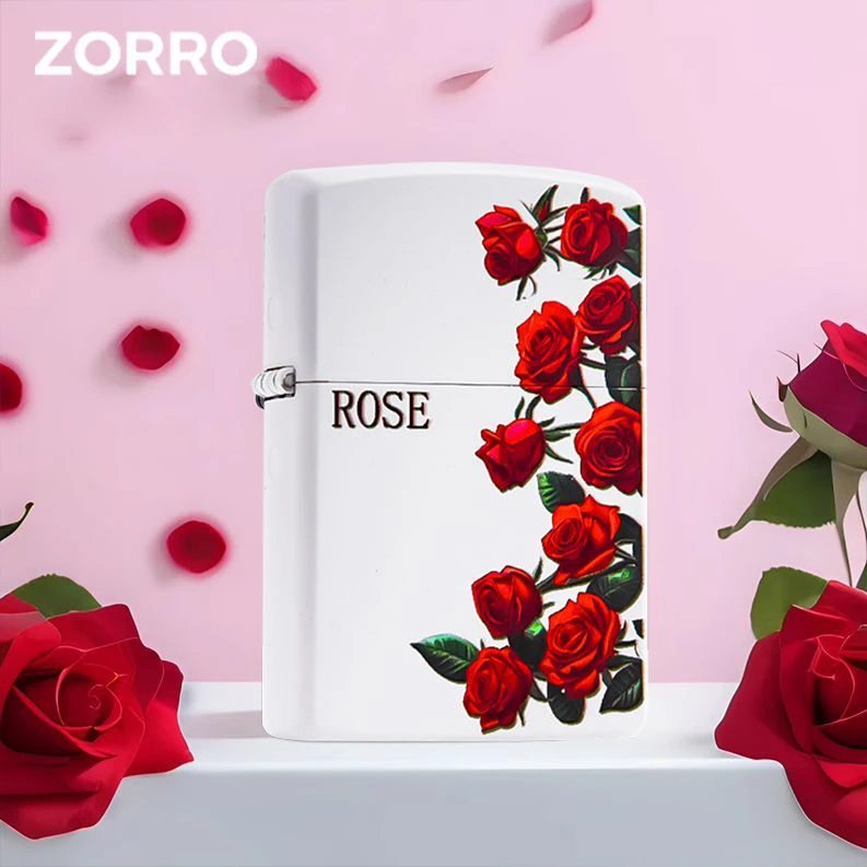ZORRO佐罗热恋玫瑰煤油打火机个性轻奢高颜值520情人节送男友礼物