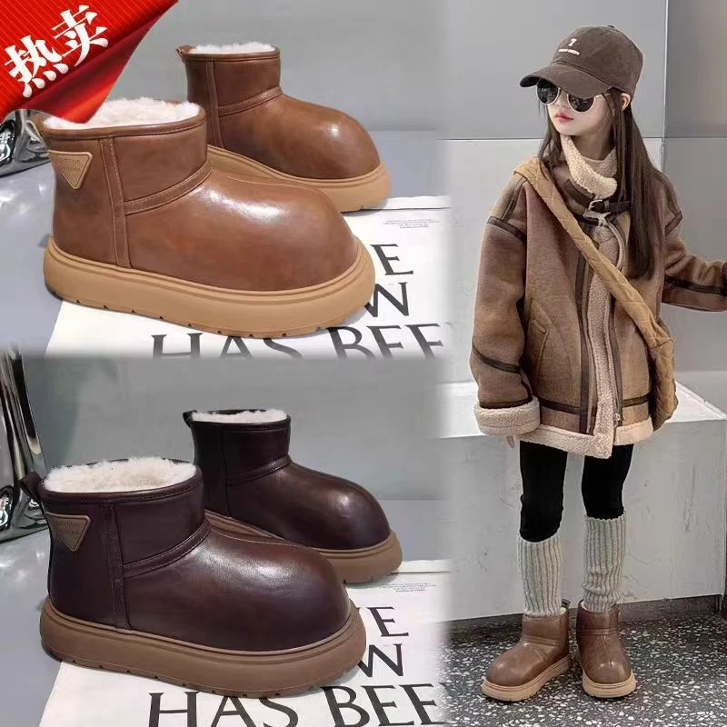 阿童木女童雪地靴卡皮巴拉男童棉靴2025冬季新款儿童加绒加厚大棉