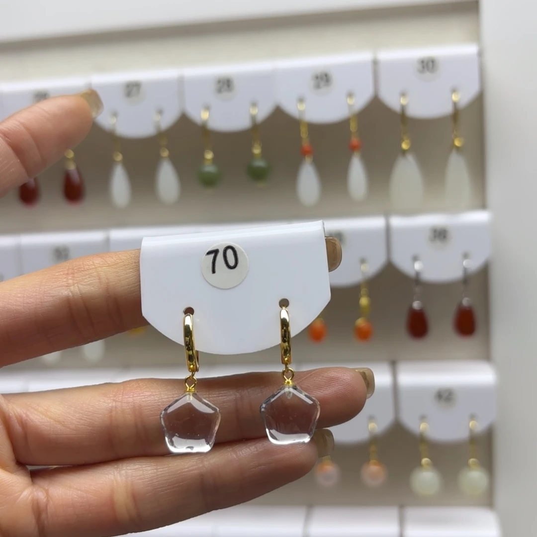 水晶银S925镶嵌耳饰