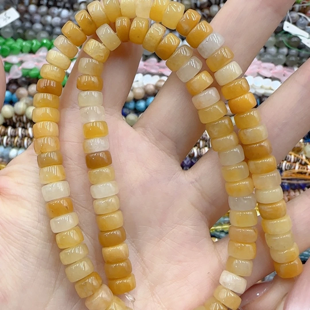 玛瑙/玉髓未镶嵌珠宝半成品米黄玉药片一条4-7