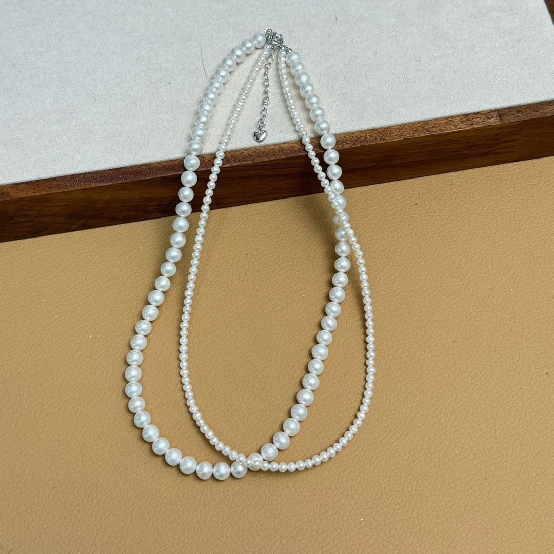 天然淡水无核珍珠3+6mm双层叠戴项链  1204