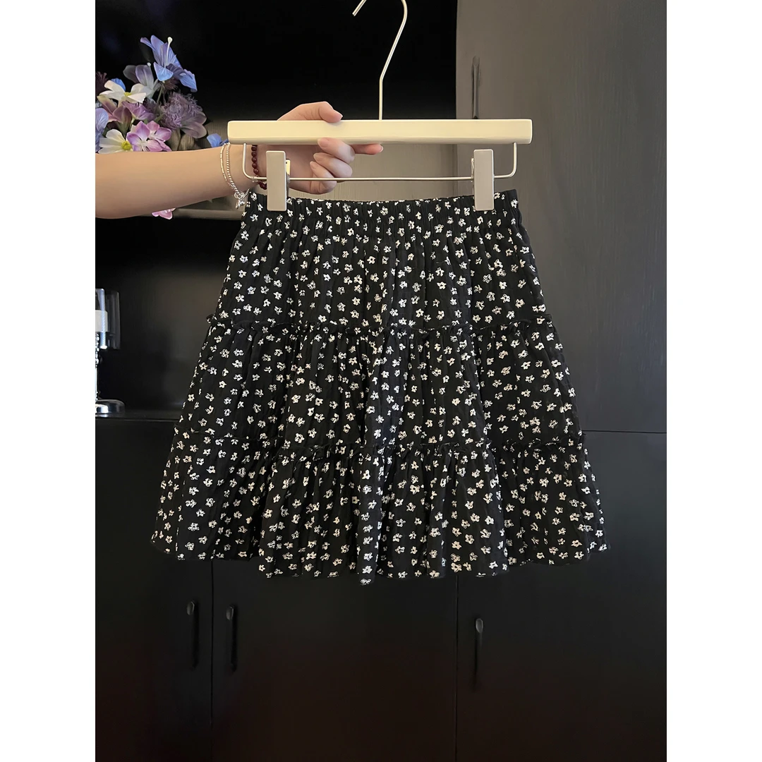 广州十三行高端爆款小碎花蛋糕裙高腰显瘦a字短裙夏季百搭半身裙