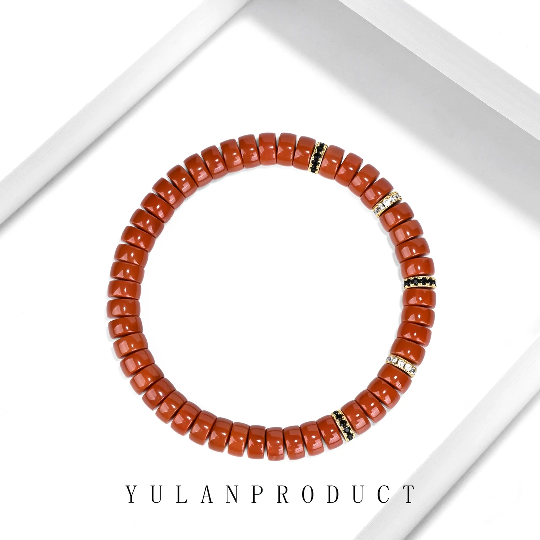 钰澜文玩南红药片7.2mm-黑白钻满配-精工百搭