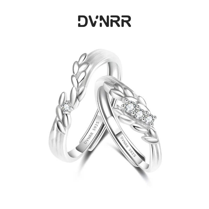 925银合成锆石戒指 轻奢DVNRR穗羽相伴设计师原创对戒情侣银戒