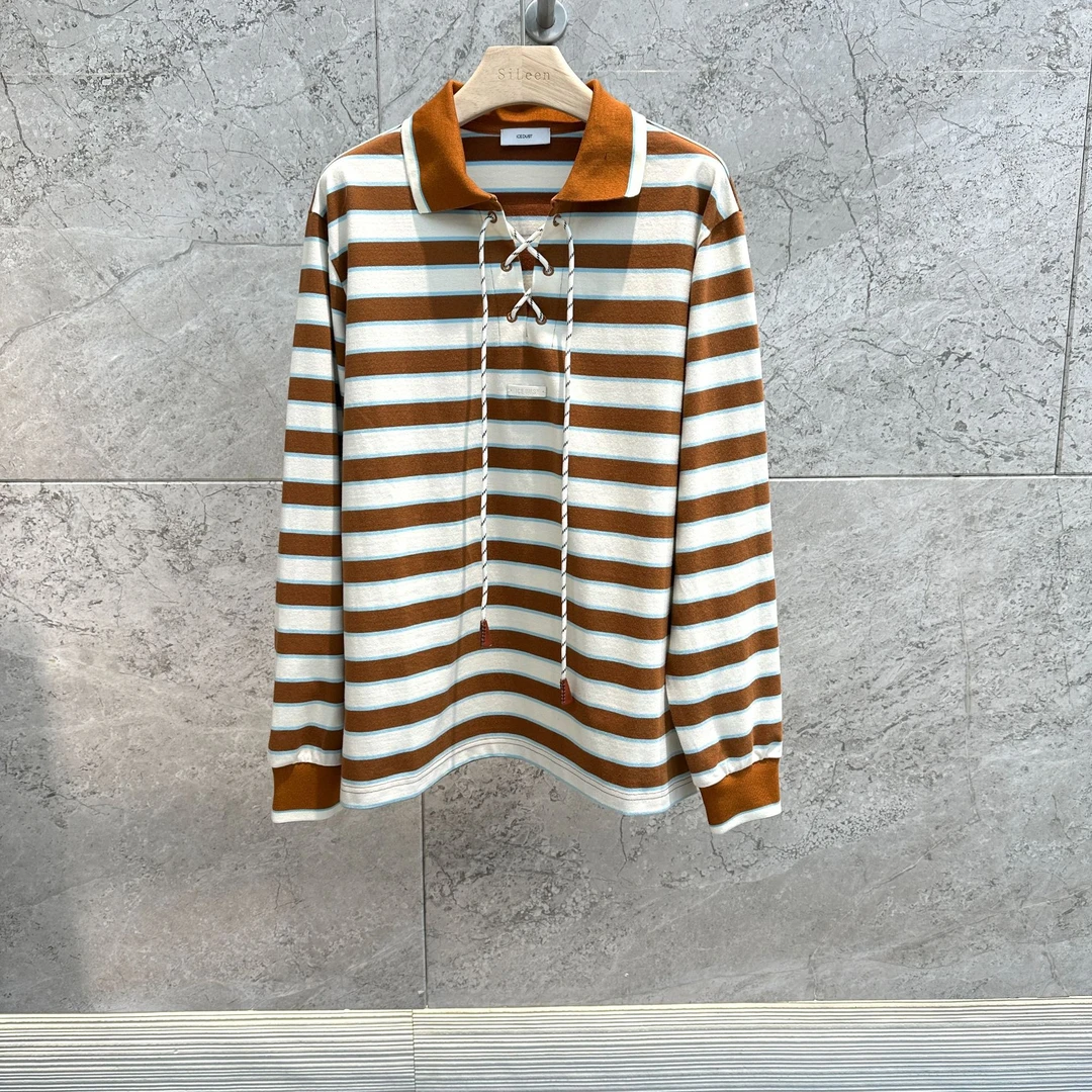 【ice dust】设计师品牌25年春新品条纹长袖polo衫SSPO03DT/03CJ