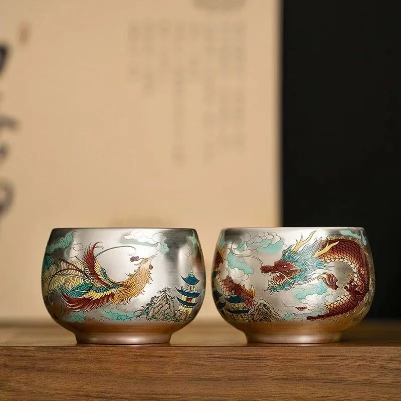 秋香茶具  龙凤银主人杯大容量品茗杯禅定杯-4790
