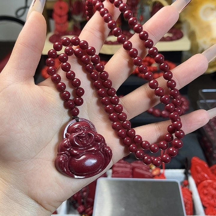 不***思天然辰砂含尘砂吊坠