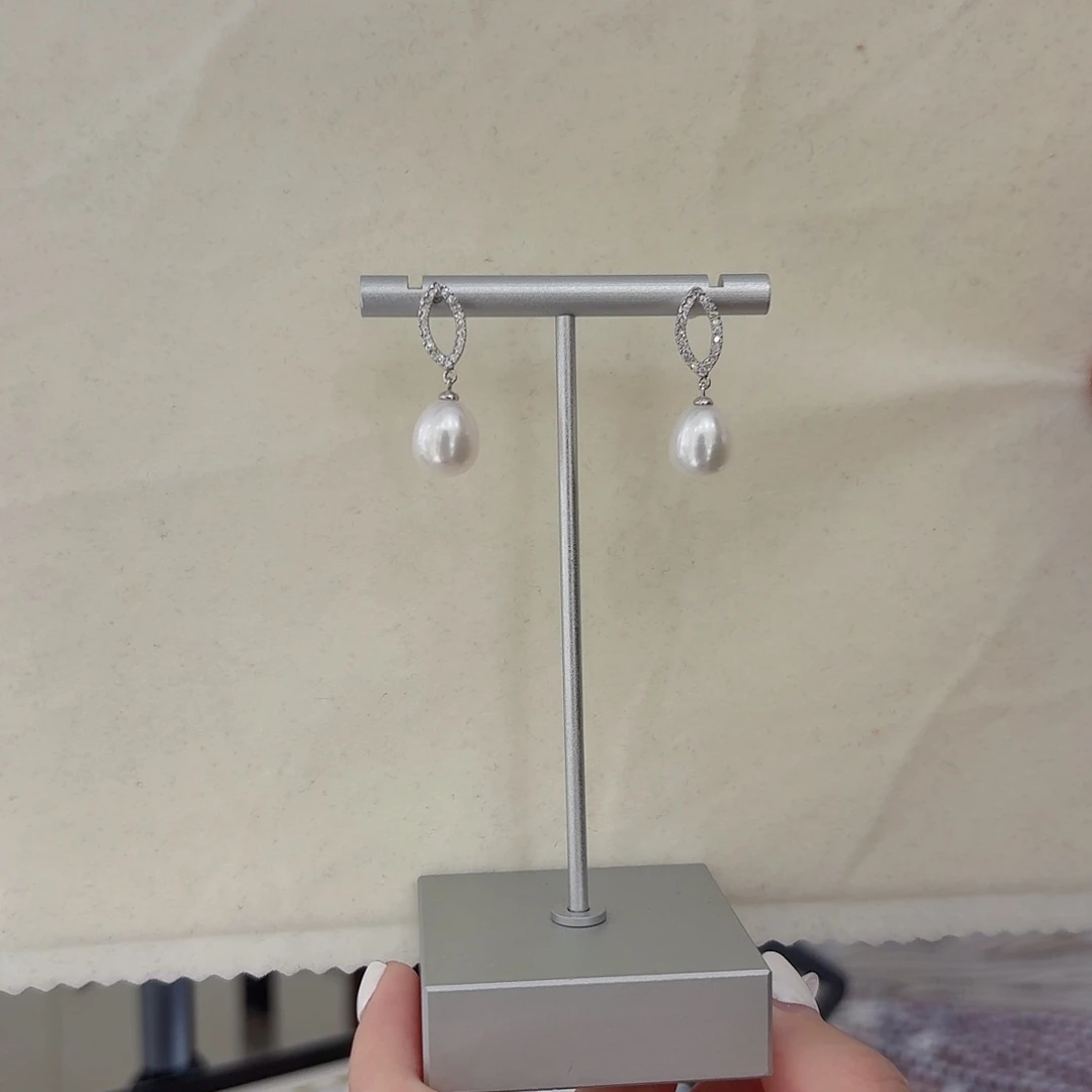 淡水珍珠耳饰银S925镶嵌