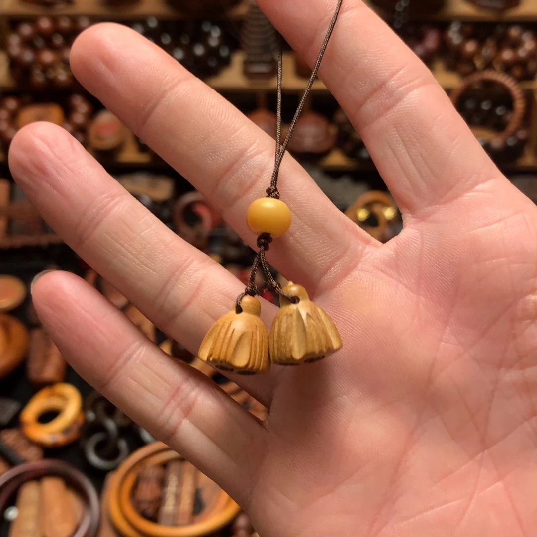 枣木桃木手机挂件同心并蒂莲