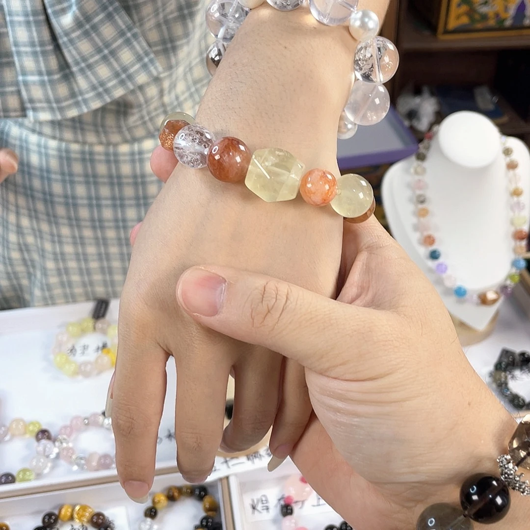 水晶手链银S925镀金镶嵌