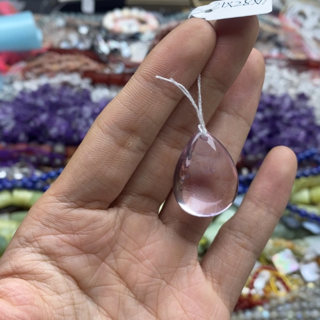 玛瑙/玉髓未镶嵌珠宝半成品一个天然紫黄晶水滴21×28厚度11