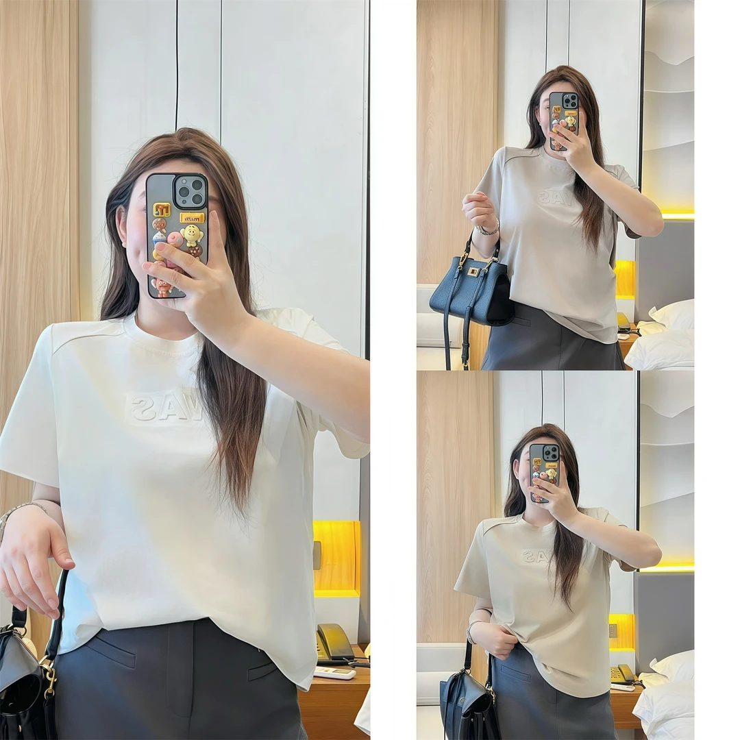 追光者说 / 设计师款浮雕印花T恤14038花契大码200斤胖mm夏季时尚