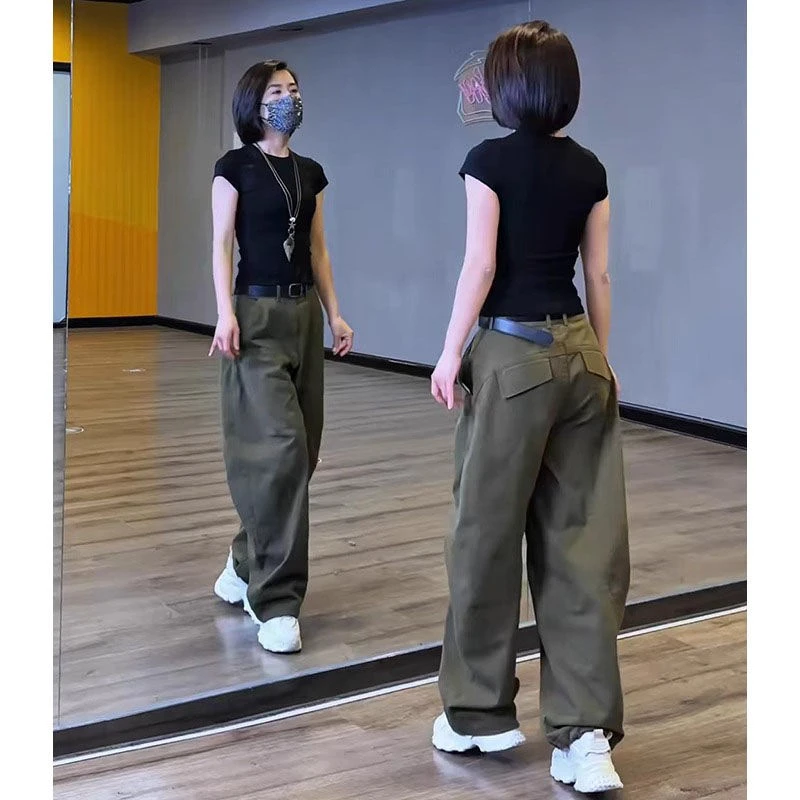 2025时尚上衣显瘦休闲两件套短袖阔腿裤黑色修身直筒百搭洋气宽松