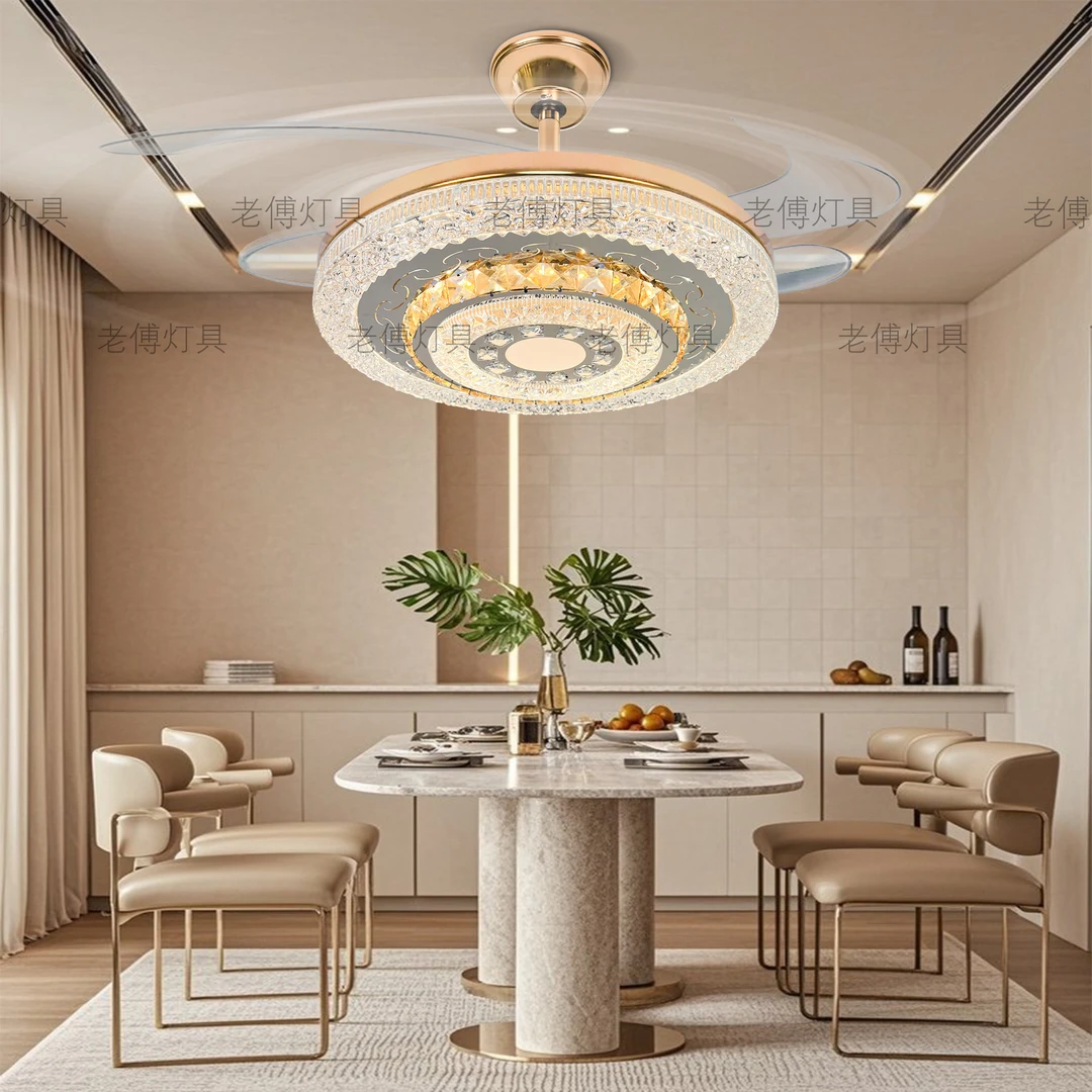 [1001]全光谱蓝牙音响水晶隐形风扇灯智能一体轻奢风静音节能