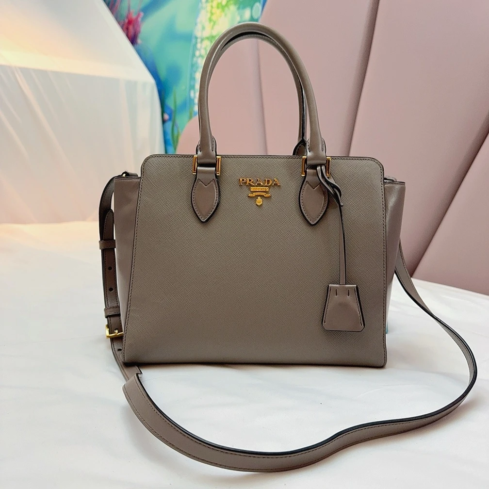 95新 Prada/普拉达  大象灰手提单肩包 1451 0599