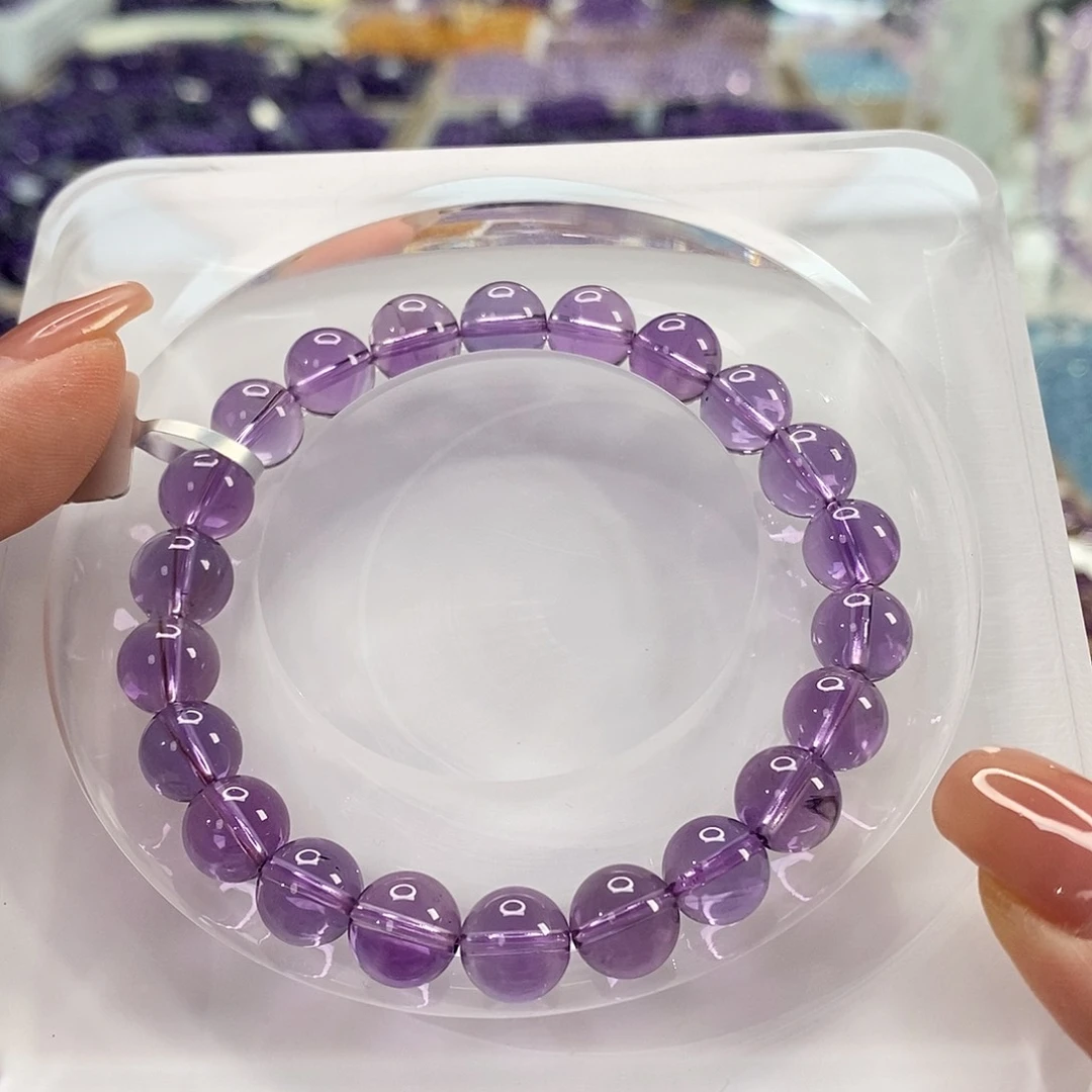 未镶嵌手链紫晶巴西高品质9m