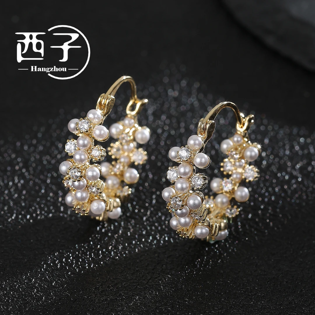 西子饰品镀18K金【法式花环耳扣】30岁50岁饰品上档次首饰轻奢饰品