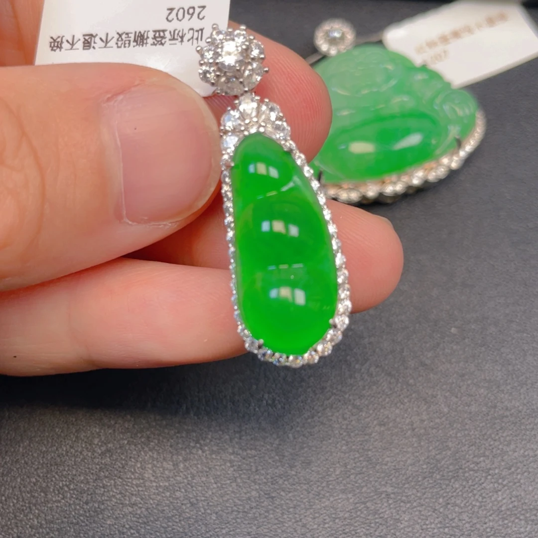 吊坠(不含链)银S925镶嵌翡翠