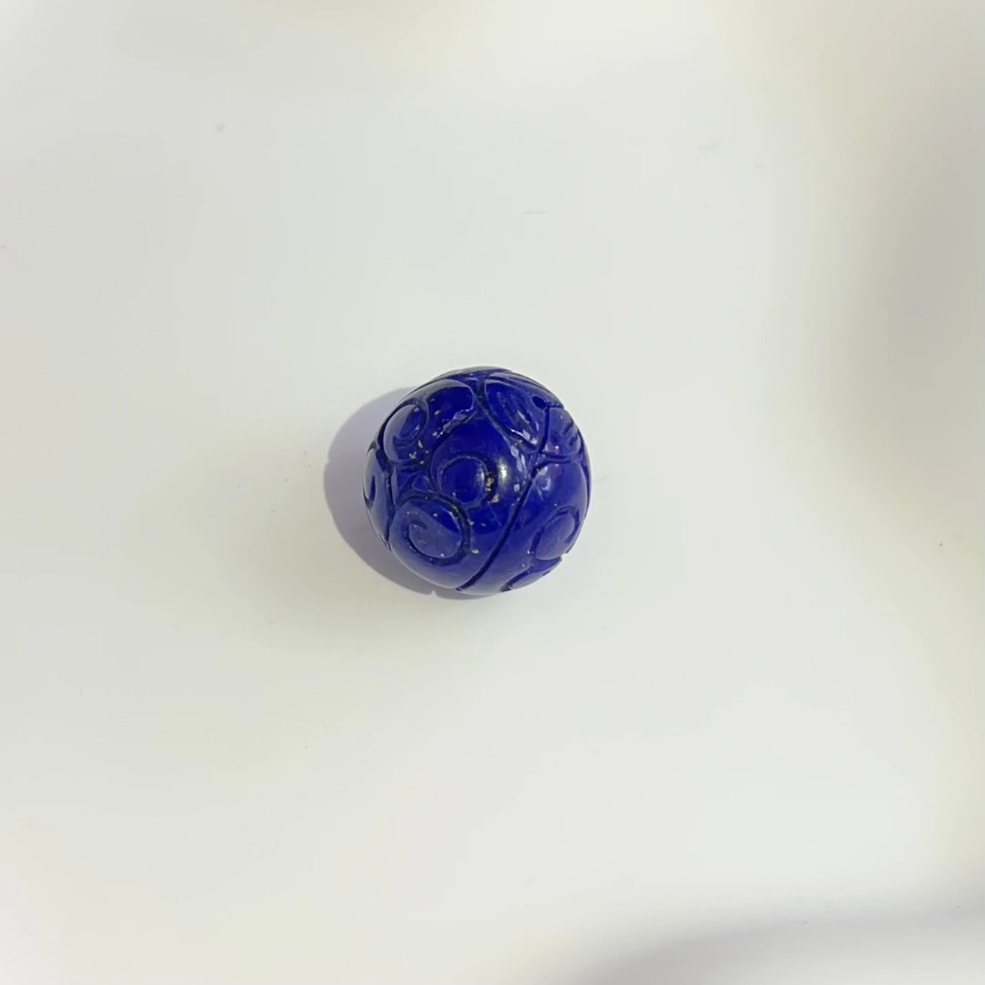 16mm天然青金石回纹珠通孔裸石（单粒）多样性发一