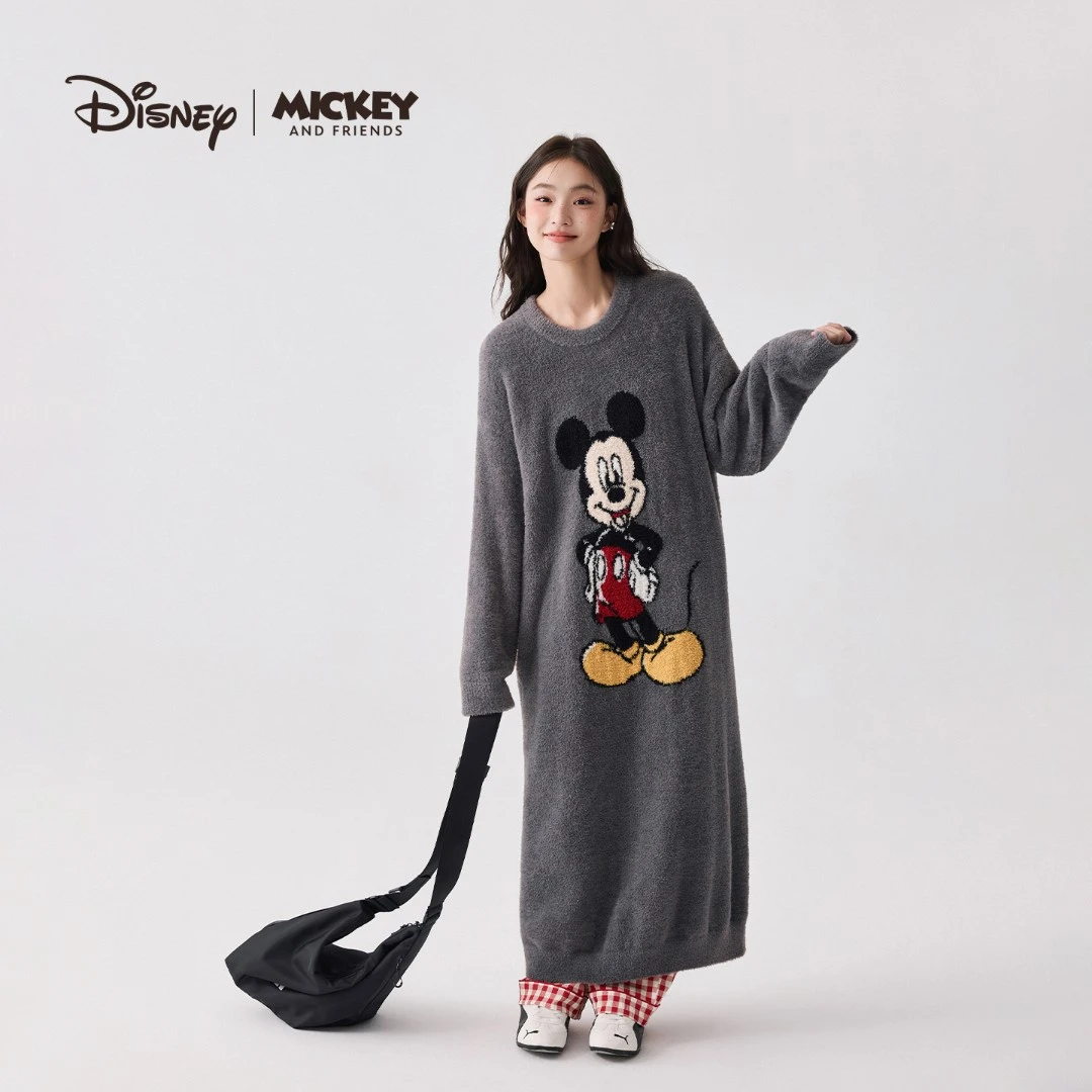 亲嘴猫米奇 半边绒可外穿加厚保暖睡裙睡袍家居服女BD59169