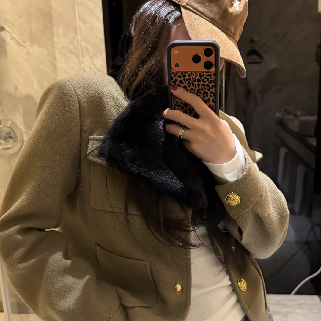 TTS【香香风】含羊毛高级橄榄绿香风外套早春时尚款