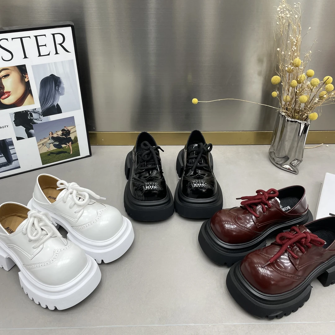 MSDD乐福鞋7厘米青年松糕底舒适休闲系带鞋子百搭英伦风复古女鞋