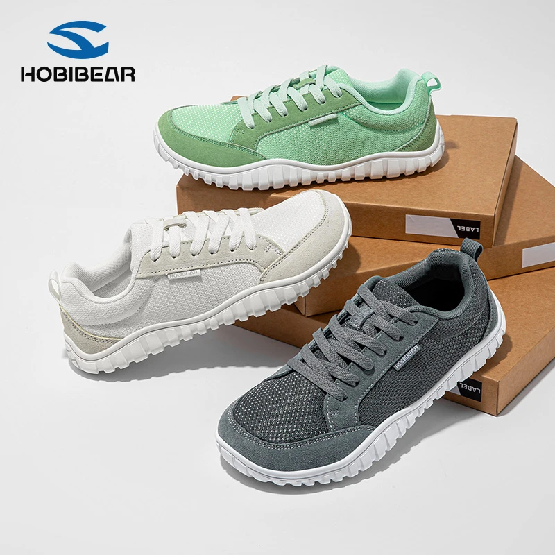 HOBIBEAR男鞋2025秋季新款宽头运动鞋透气防滑宽楦赤足鞋7150