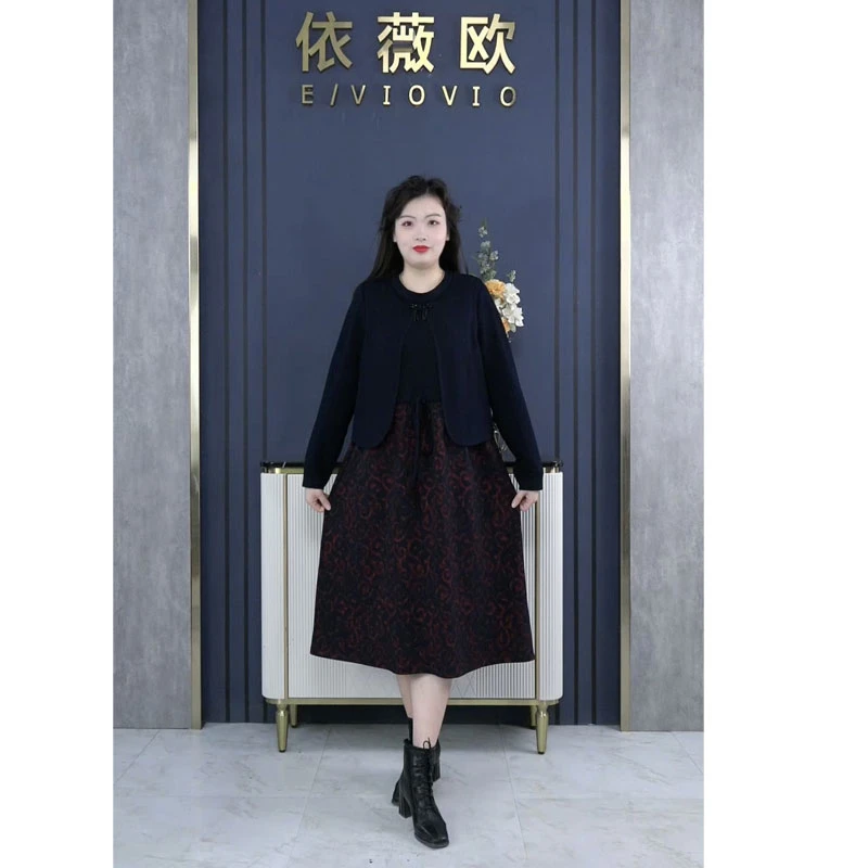 秋冬针织裙长袖连衣裙ZB5498马甲