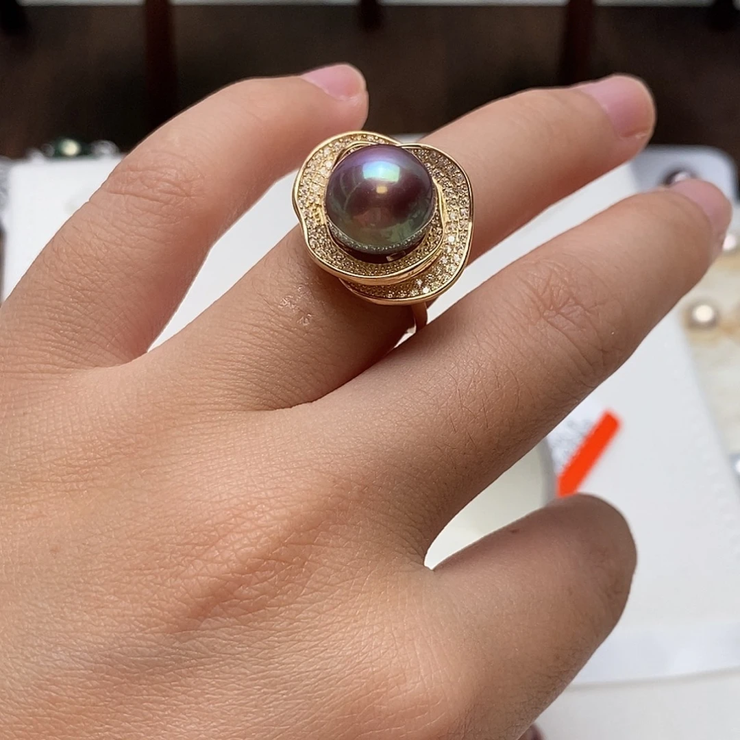 银S925镶嵌戒指淡水珍珠11.7金绿、价格199请拍2个99元