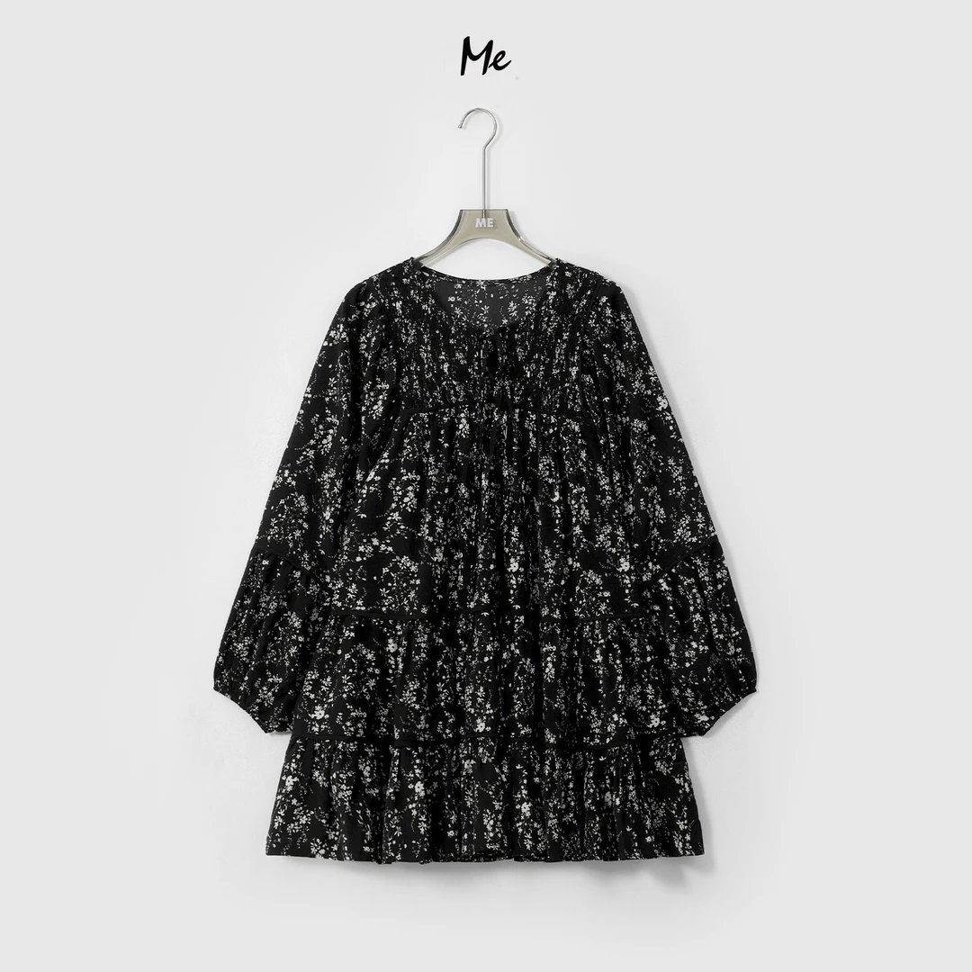 ME【午夜巴黎花】少女感显瘦舒适时尚百搭法式碎花连衣裙MESA0617