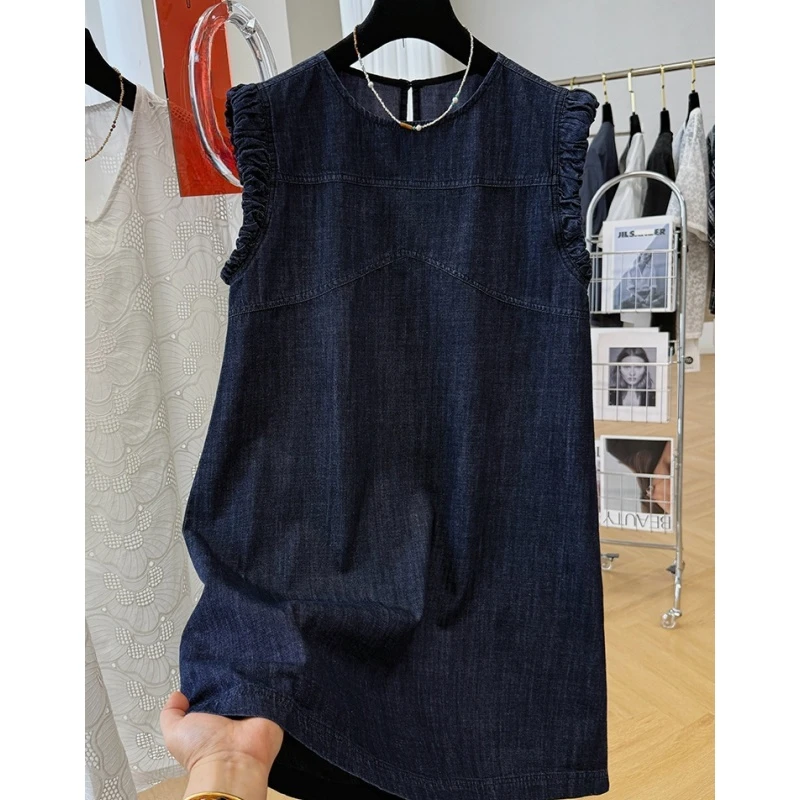 高级感显瘦减龄独特小飞袖无袖牛仔裙连衣裙女轻奢高级感夏季裙子