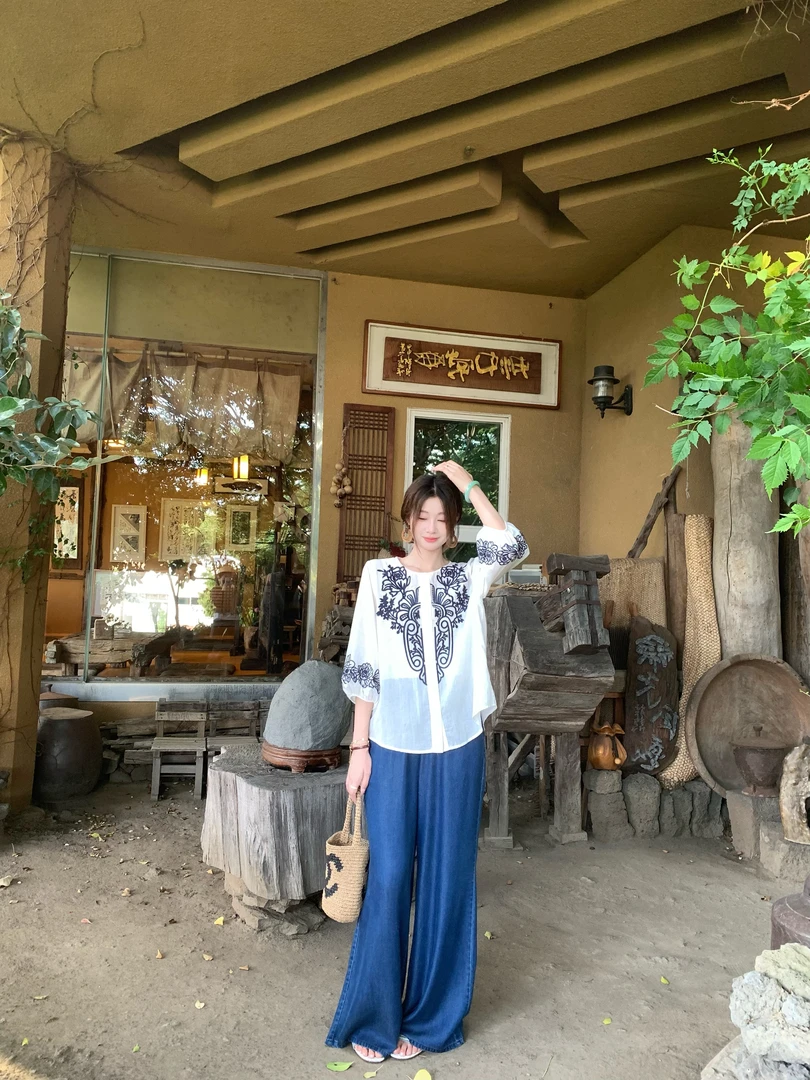 EIA一尧【空气层】夏季复古百搭气质牛仔裤日常休闲韩版直筒长裤女